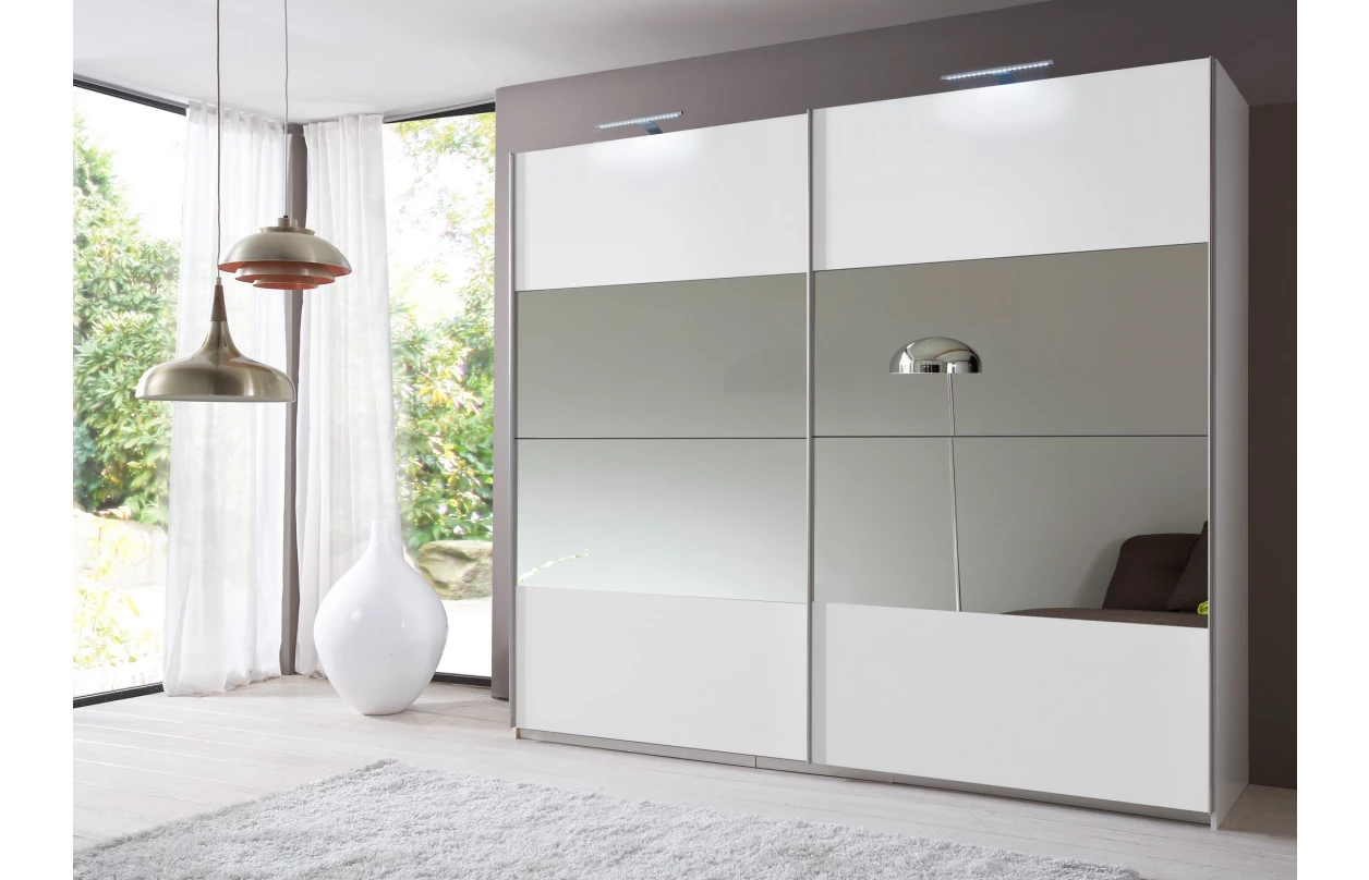 Šatní skříň Easy Plus, šířka 225 cm/extra výška 236 cm, grafit/sklo 39