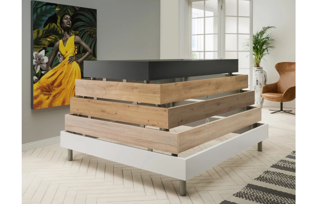 Šatní skříň Easy Plus, šířka 270 cm/výška 208 cm, grafit/sklo 12
