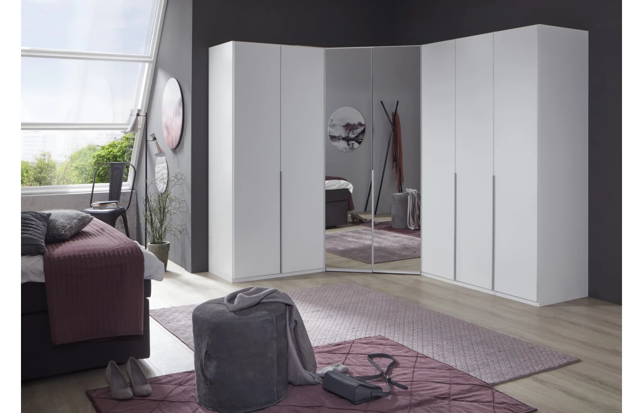 Šatní skříň Easy Plus, šířka 270 cm/výška 208 cm, grafit/sklo 19