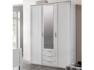 Šatní skříň Nadja, 135 cm, bílá/zrcadlo