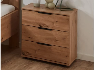 Noční stolek se 3 zásuvkami Nadja, dub artisan