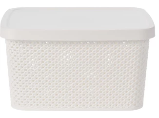 Úložný box s víkem Diamond 7 l, černý/bílý